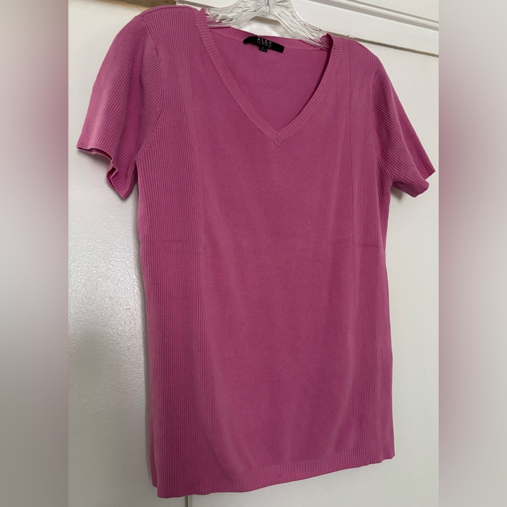 Alex Marie Vibrant Pink Knit Top Short Sleeve women’s Large